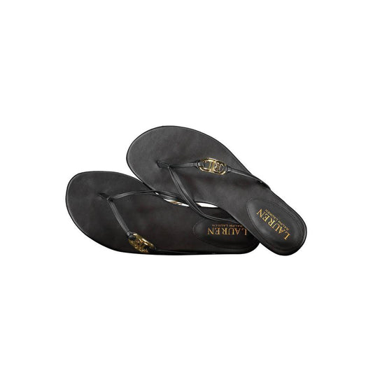 Ralph Lauren Black Leather Thong Sandal - Arichezz.store