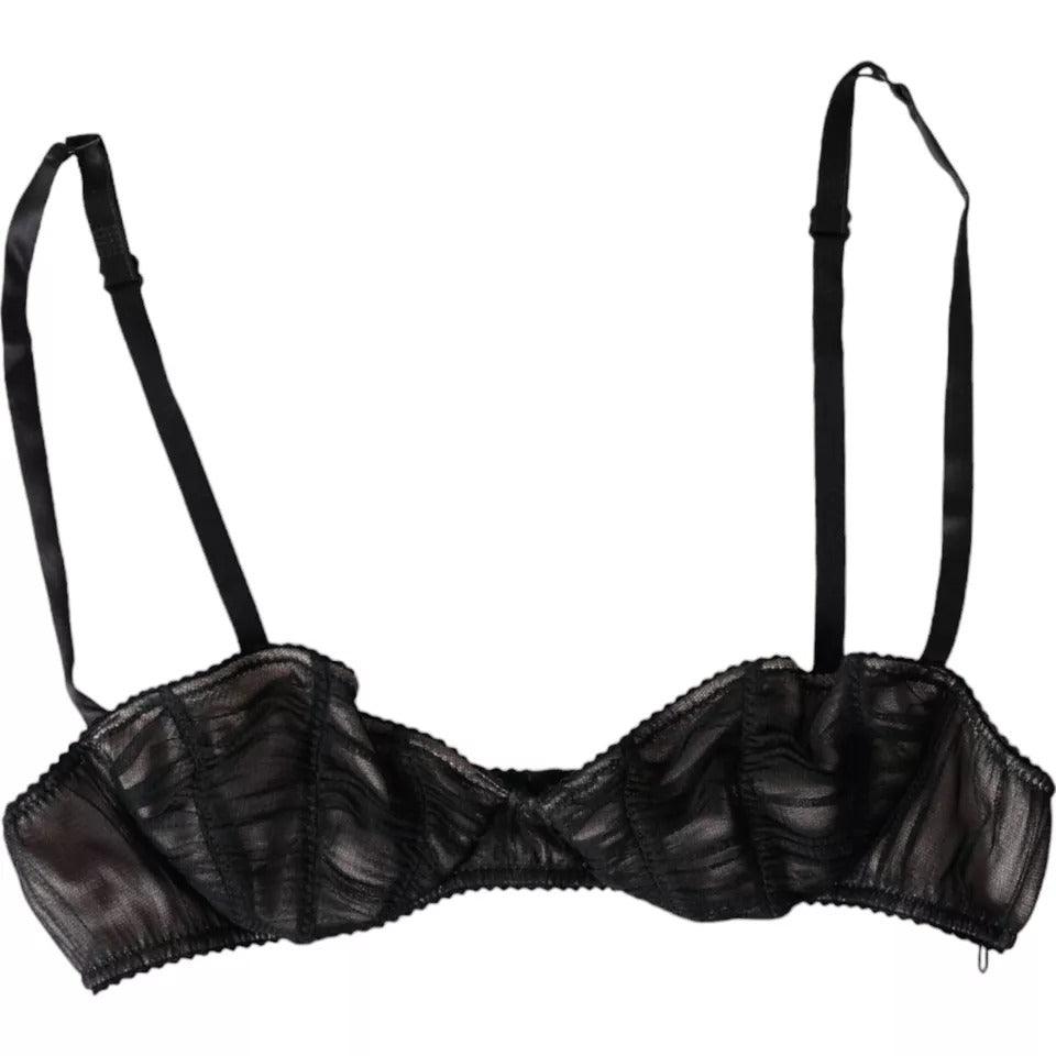 Dolce & Gabbana Black Silk Stretch Women Balconcino Bra Underwear - Arichezz.store