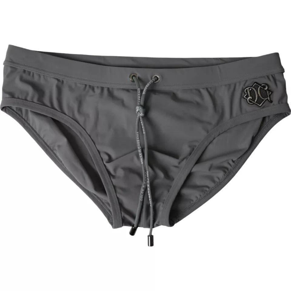 Dolce & Gabbana Dark Gray DG Logo Beachwear Brief Swimwear Men - Arichezz.store