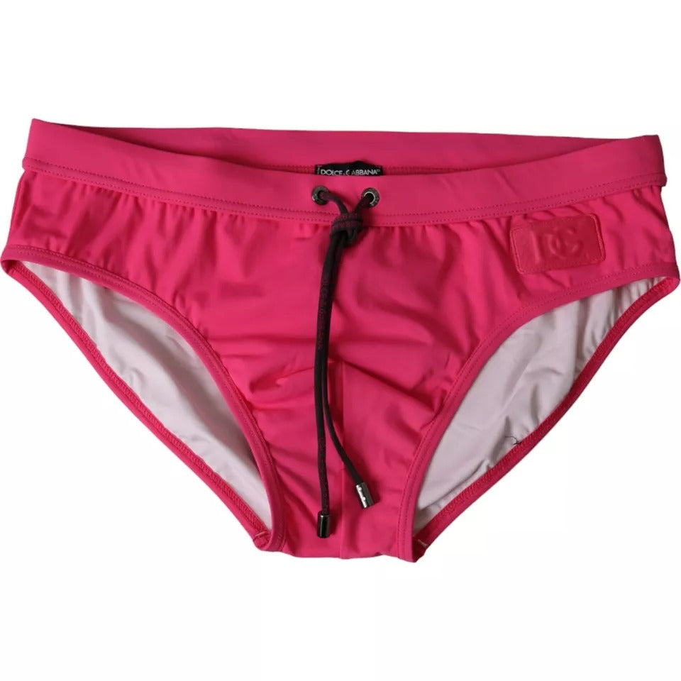 Dolce & Gabbana Pink Nylon DG Logo Beachwear Brief Swimwear Men - Arichezz.store