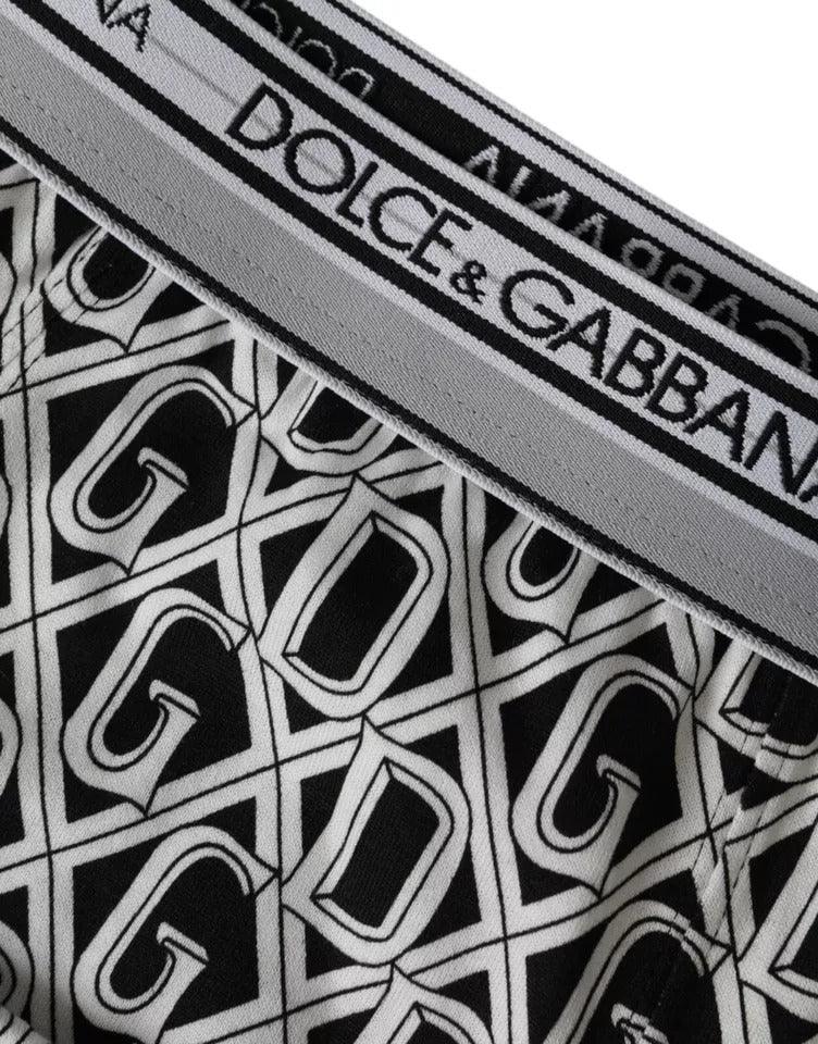 Dolce & Gabbana Black White DG Logo Cotton Stretch Cycling Underwear Men - Arichezz.store