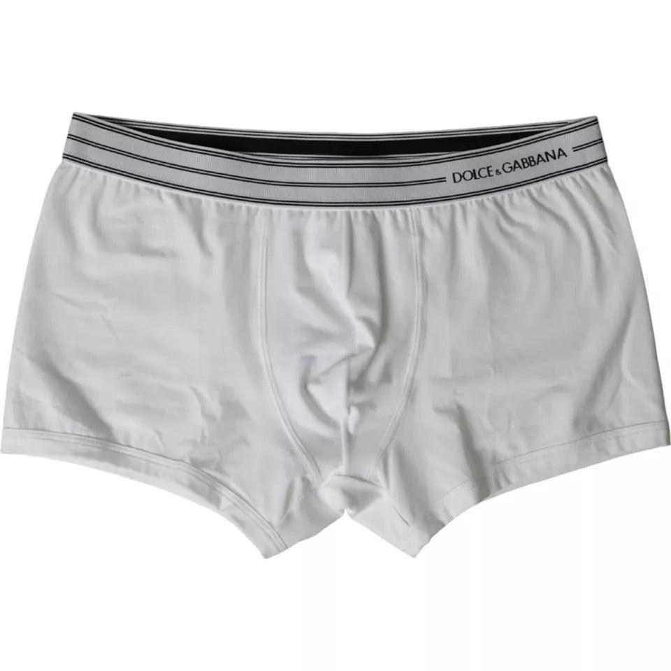 Dolce & Gabbana White Cotton Blend Regular Boxer Shorts Underwear - Arichezz.store