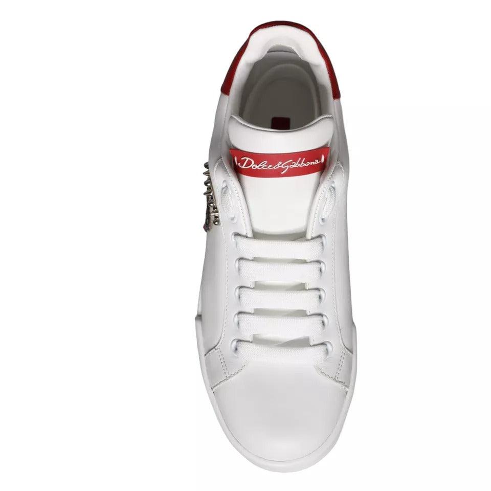 Dolce & Gabbana White Patch Calfskin Nappa Portofino Sneakers Shoes - Arichezz.store