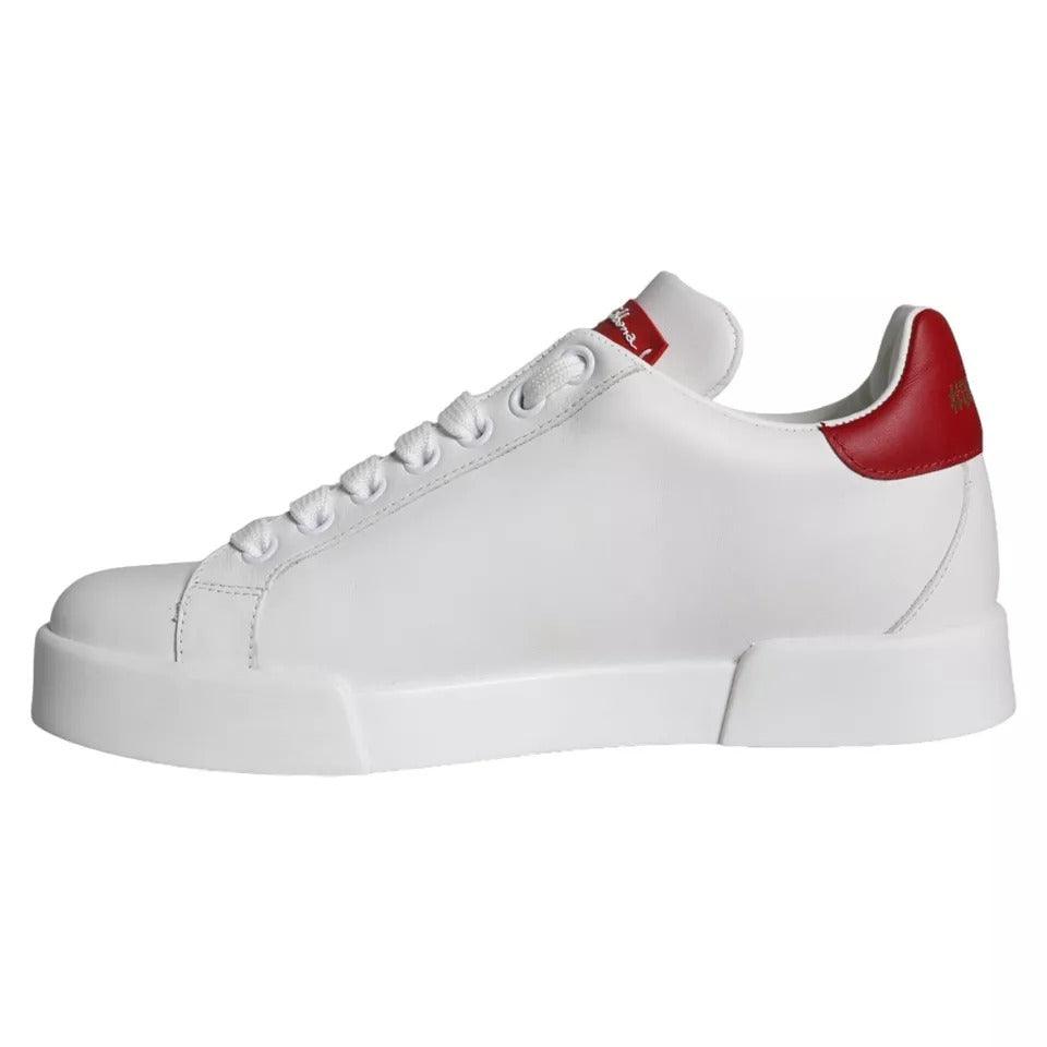 Dolce & Gabbana White Patch Calfskin Nappa Portofino Sneakers Shoes - Arichezz.store