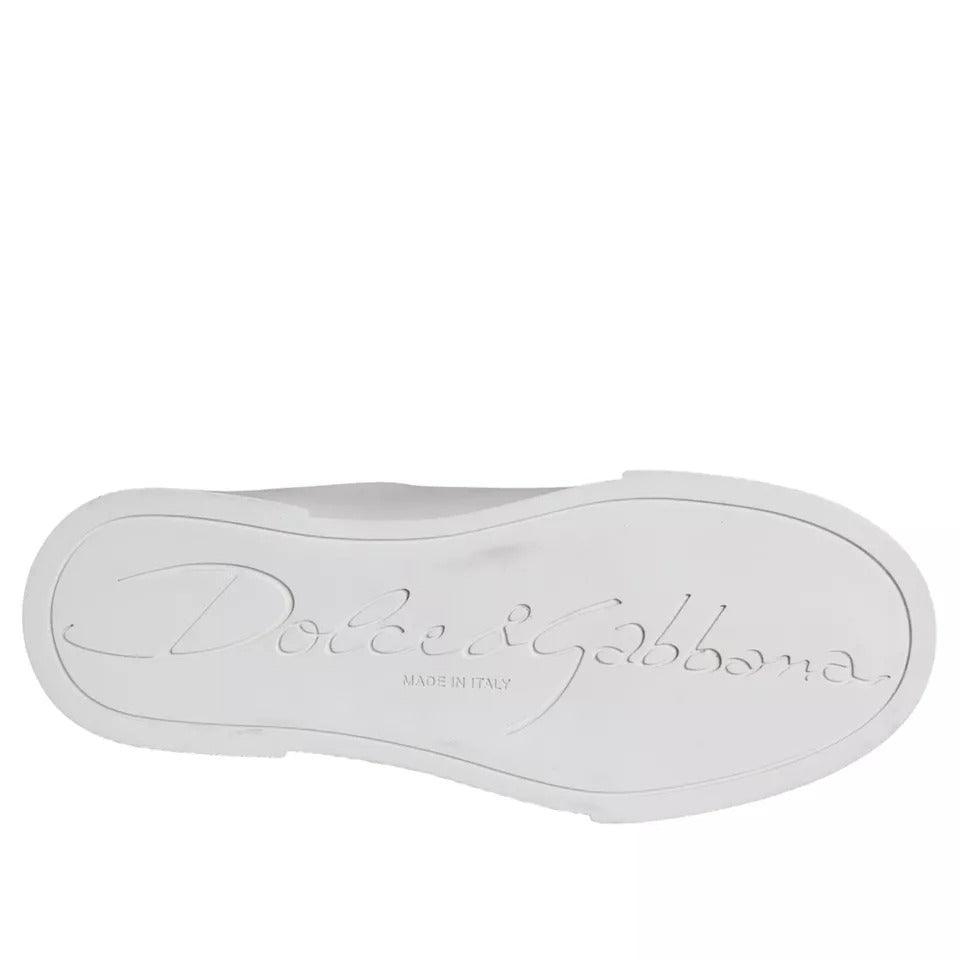 Dolce & Gabbana White Patch Calfskin Nappa Portofino Sneakers Shoes - Arichezz.store