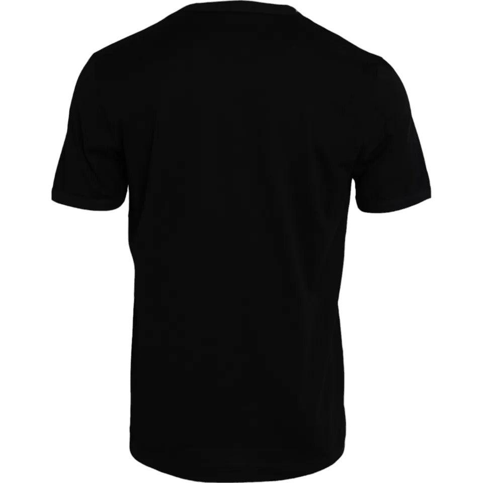 Dolce & Gabbana Black Cotton Round Neck Short Sleeves Men T-shirt - Arichezz.store