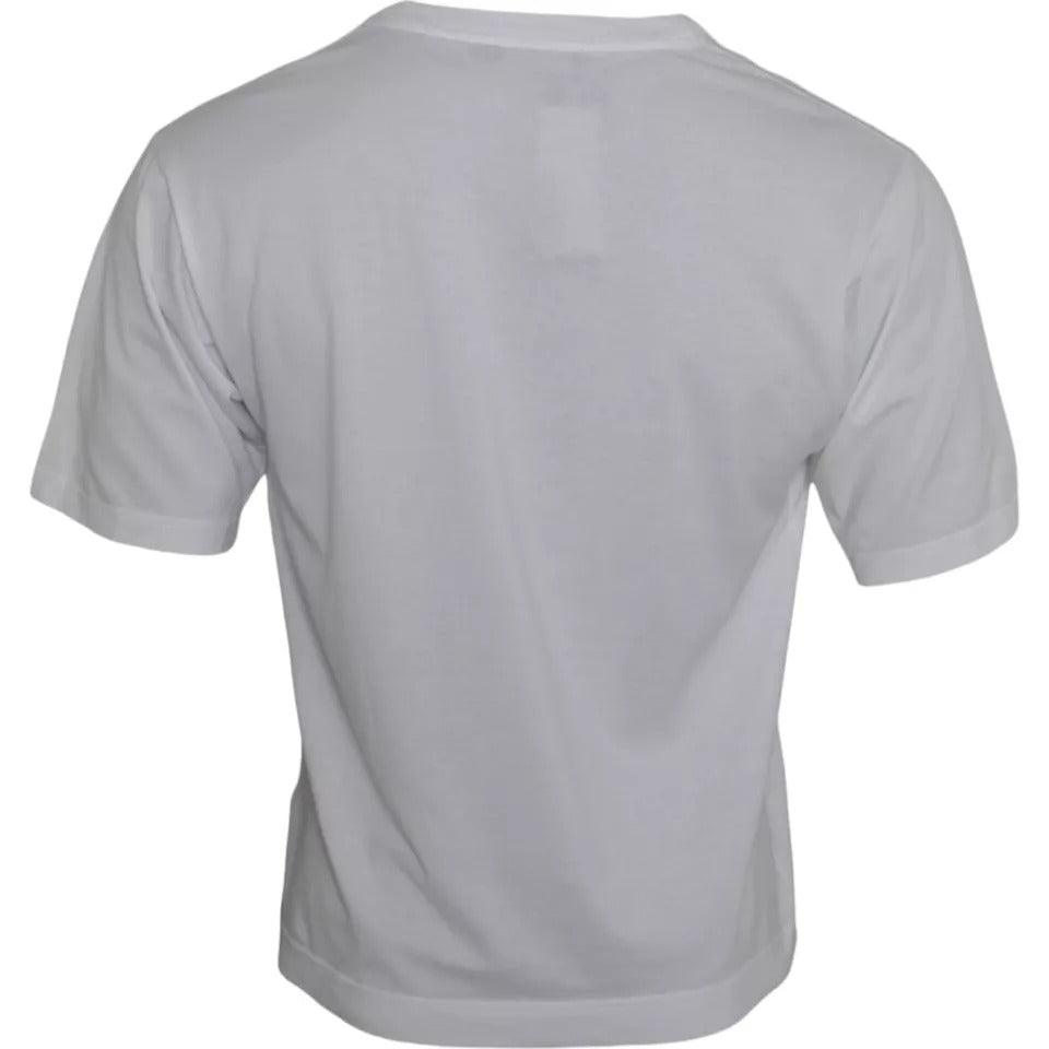 Dolce & Gabbana White Cotton DG Applique Men Casual T-shirt - Arichezz.store