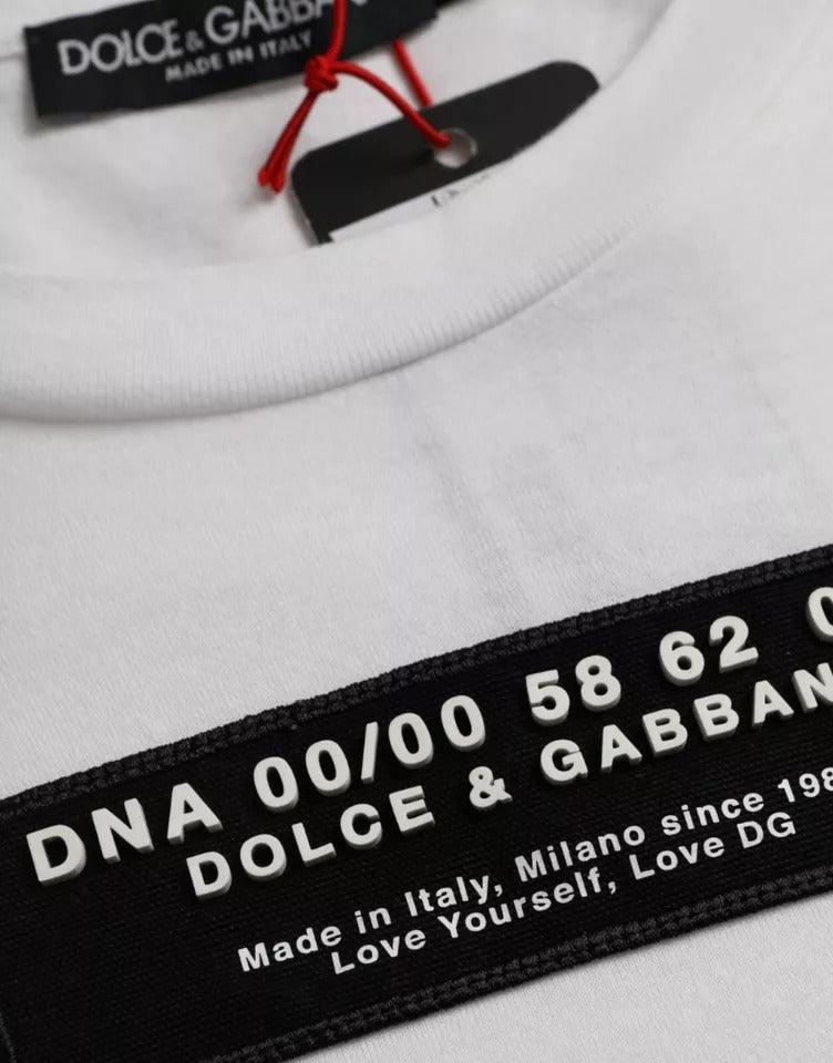 Dolce & Gabbana White Cotton DG Applique Men Casual T-shirt - Arichezz.store