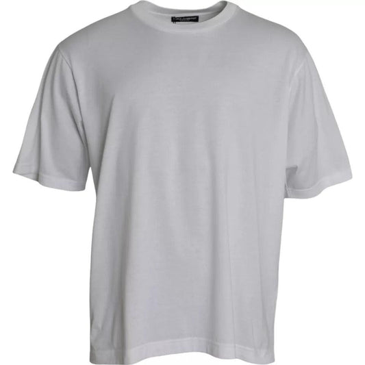 Dolce & Gabbana White Cotton Round Neck Short Sleeve T-shirt - Arichezz.store