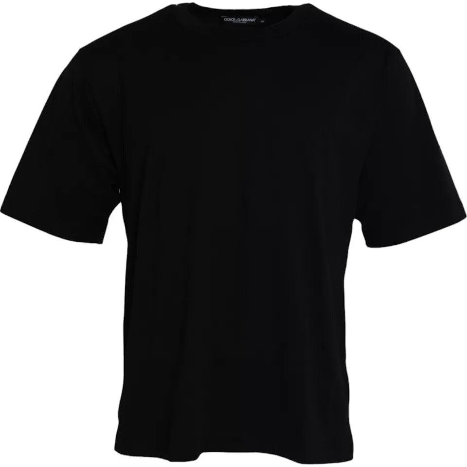 Dolce & Gabbana Black Logo Embossed Cotton Crew Neck T-shirt - Arichezz.store