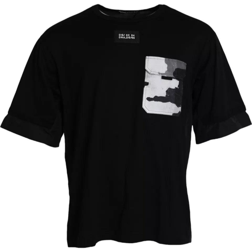 Dolce & Gabbana Black Cotton Pocket Short Sleeves Men T-shirt - Arichezz.store