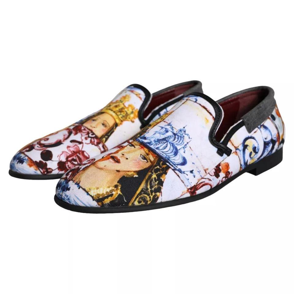 Dolce & Gabbana Multicolor Madonna Majolica Amalfi Men Loafers Shoes - Arichezz.store