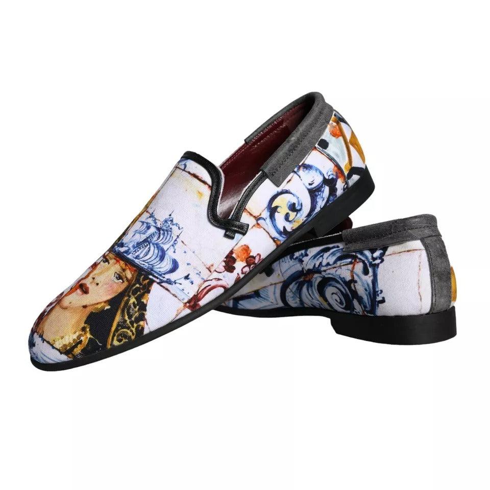 Dolce & Gabbana Multicolor Madonna Majolica Amalfi Men Loafers Shoes - Arichezz.store