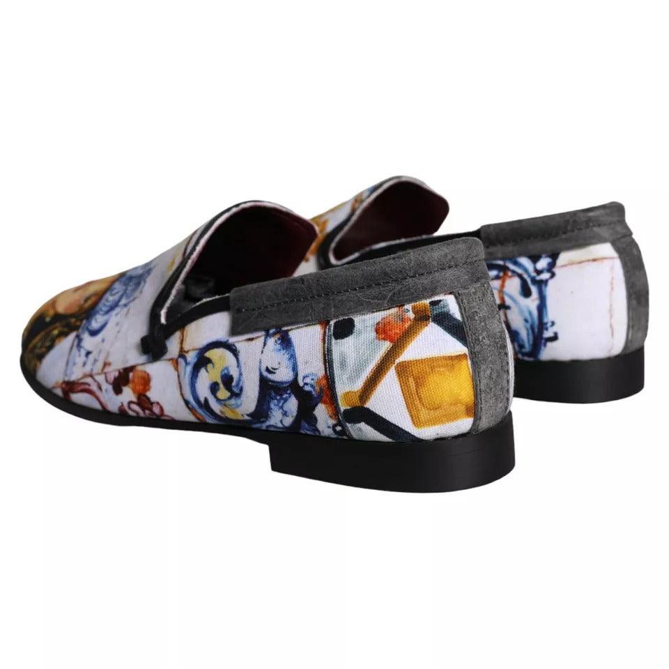 Dolce & Gabbana Multicolor Madonna Majolica Amalfi Men Loafers Shoes - Arichezz.store