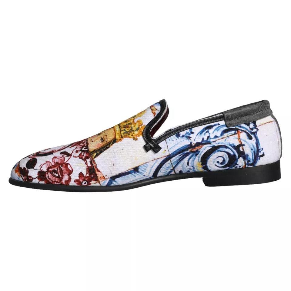 Dolce & Gabbana Multicolor Madonna Majolica Amalfi Men Loafers Shoes - Arichezz.store