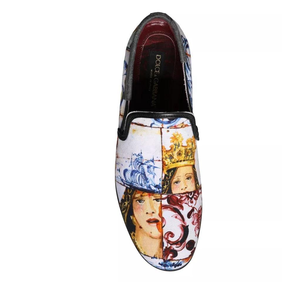 Dolce & Gabbana Multicolor Madonna Majolica Amalfi Men Loafers Shoes - Arichezz.store