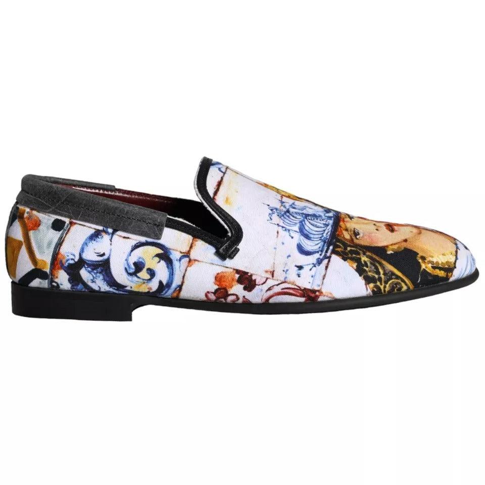 Dolce & Gabbana Multicolor Madonna Majolica Amalfi Men Loafers Shoes - Arichezz.store