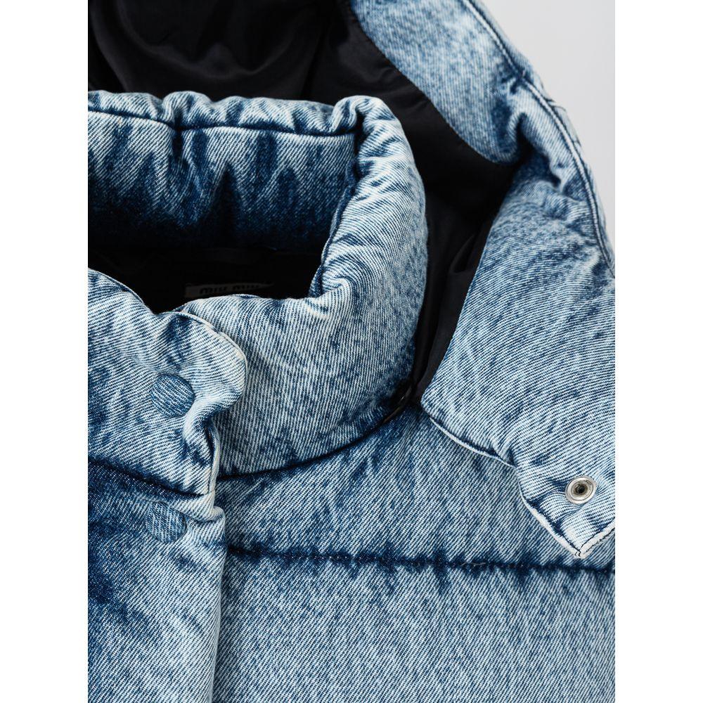 Miu Miu Denim Blue Puffy Down Jacket - Arichezz.store