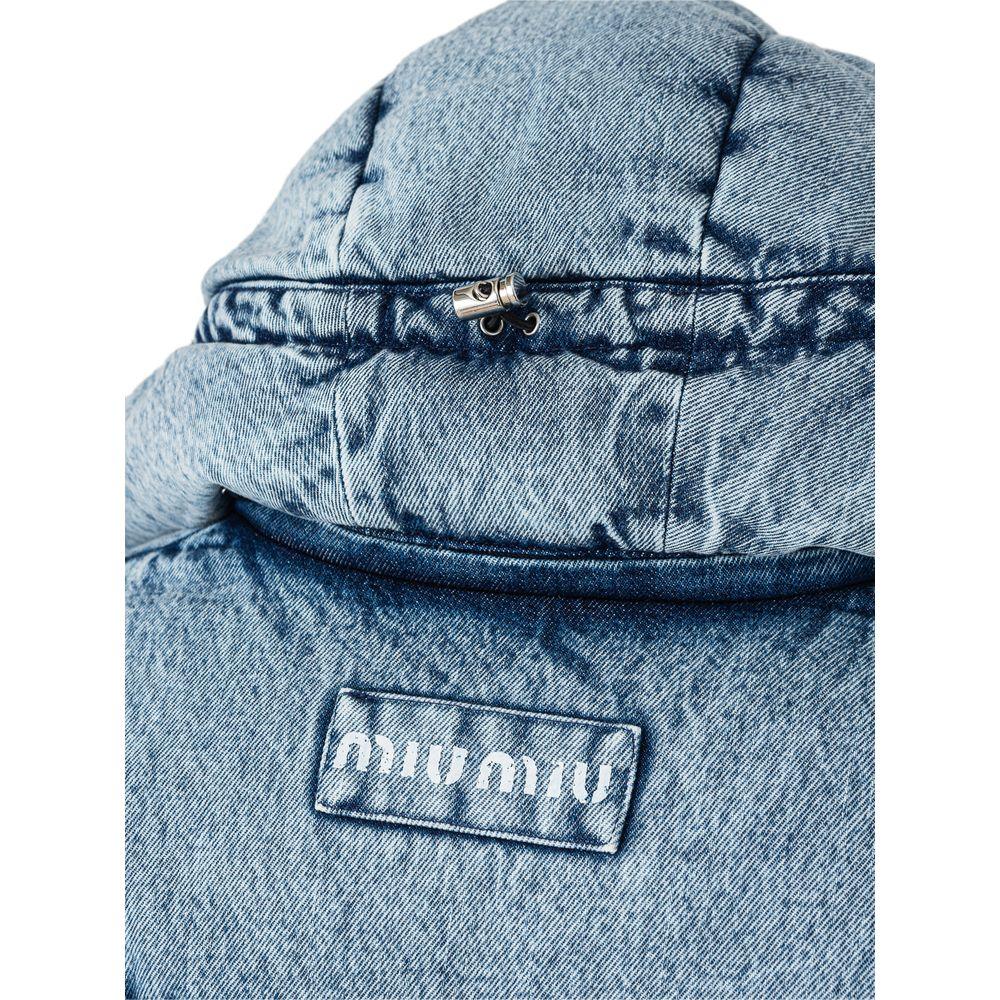 Miu Miu Denim Blue Puffy Down Jacket - Arichezz.store