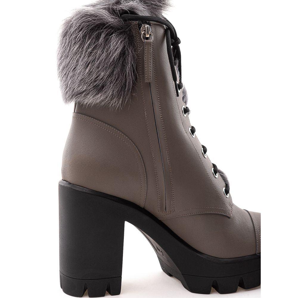 Giuseppe Zanotti Gray Eco Leather Combat Boot - Arichezz.store