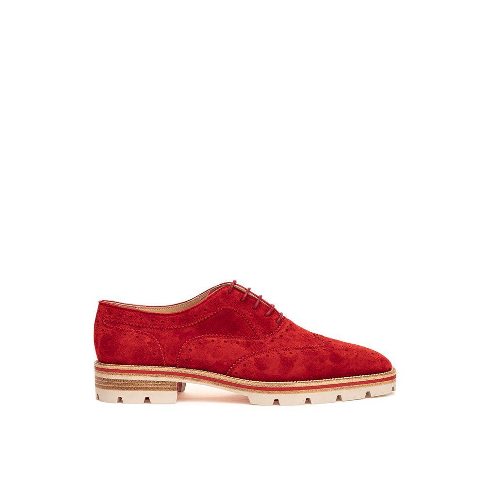 Christian Louboutin Red Suede Flat Shoe - Arichezz.store