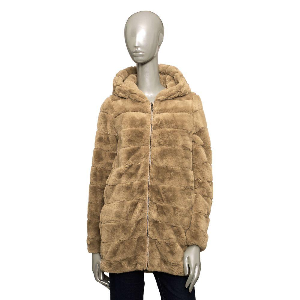 Baldinini Trend Beige Eco-Fur Long Coat for Women - Arichezz.store