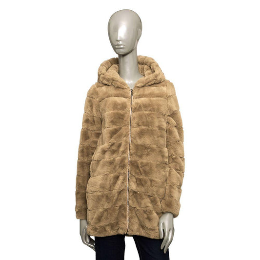 Baldinini Trend Beige Eco-Fur Long Coat for Women