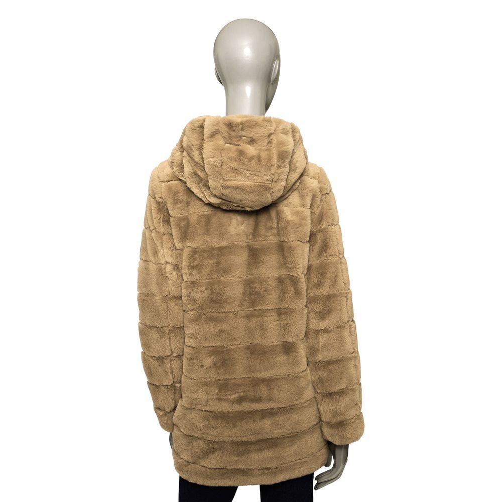 Baldinini Trend Beige Eco-Fur Long Coat for Women - Arichezz.store