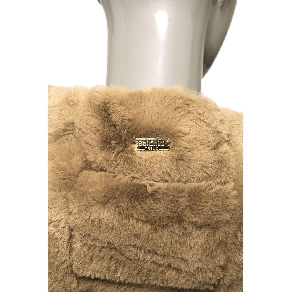 Baldinini Trend Beige Eco-Fur Long Coat for Women - Arichezz.store