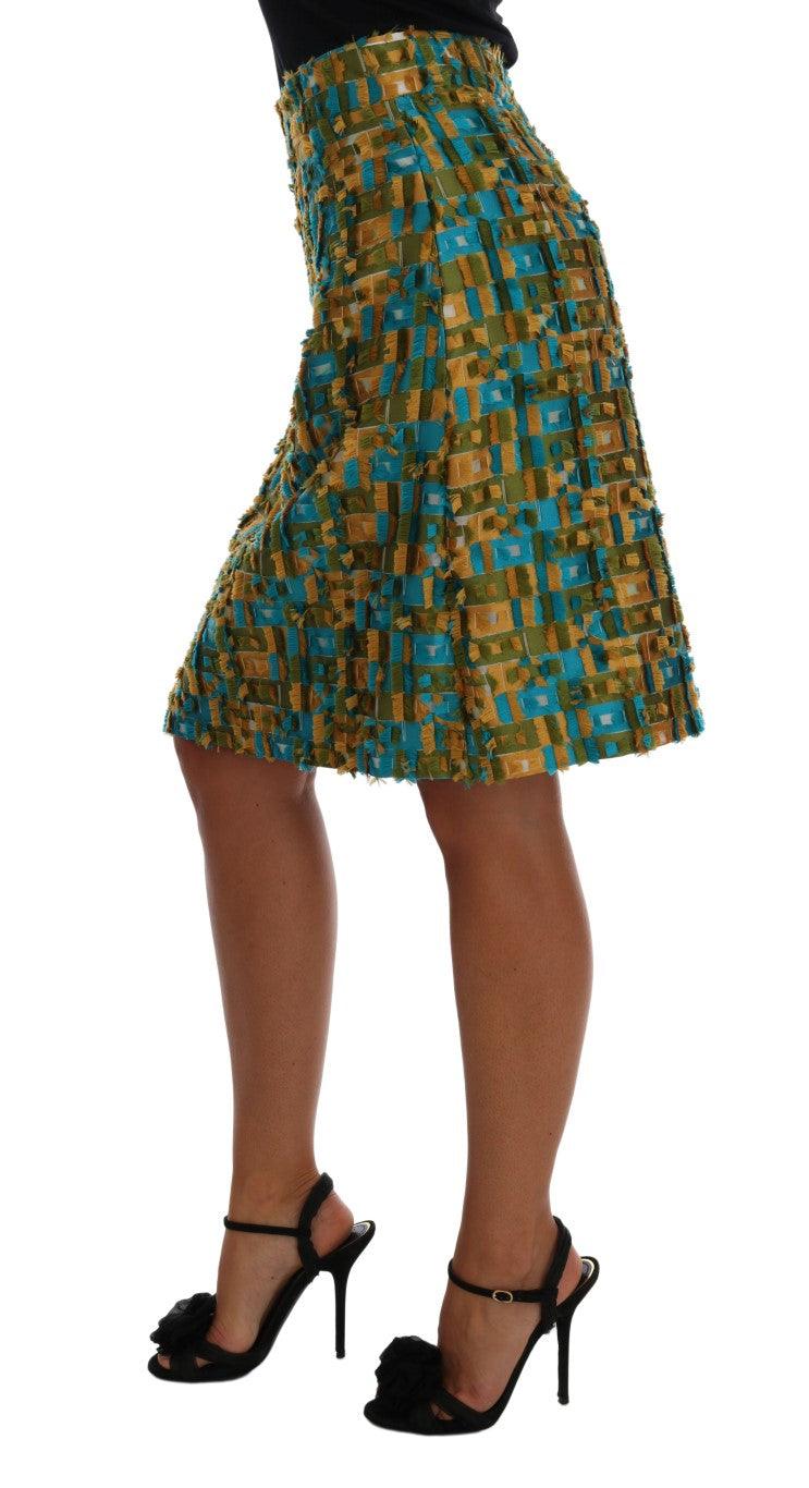 Dolce & Gabbana Elegant Green Jacquard High Waist Skirt - Arichezz.store