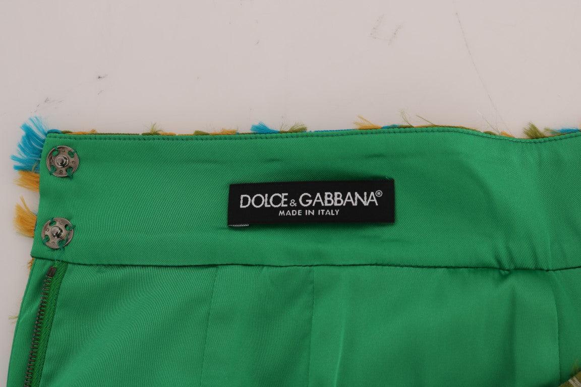 Dolce & Gabbana Elegant Green Jacquard High Waist Skirt - Arichezz.store