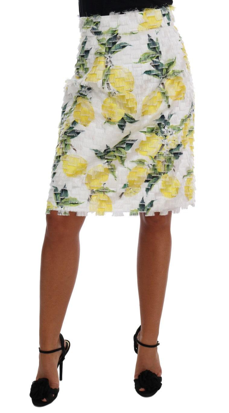 Dolce & Gabbana Lemon Print Fringe Pencil Skirt - Arichezz.store