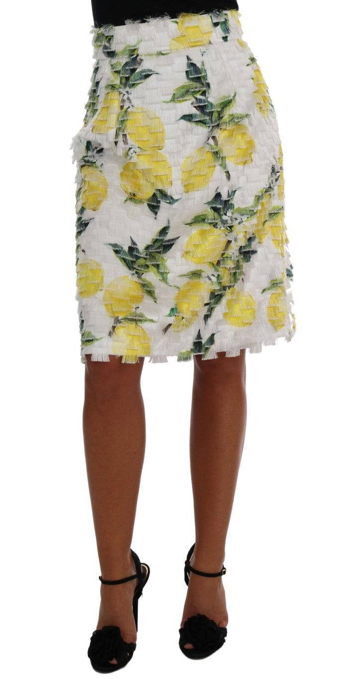 Dolce & Gabbana Lemon Print Fringe Pencil Skirt - Arichezz.store