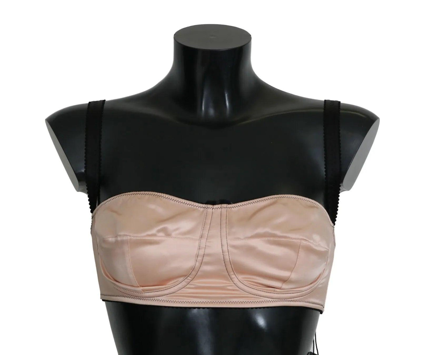 Dolce & Gabbana Black Straps Pink Balconcino Bra - Arichezz.store