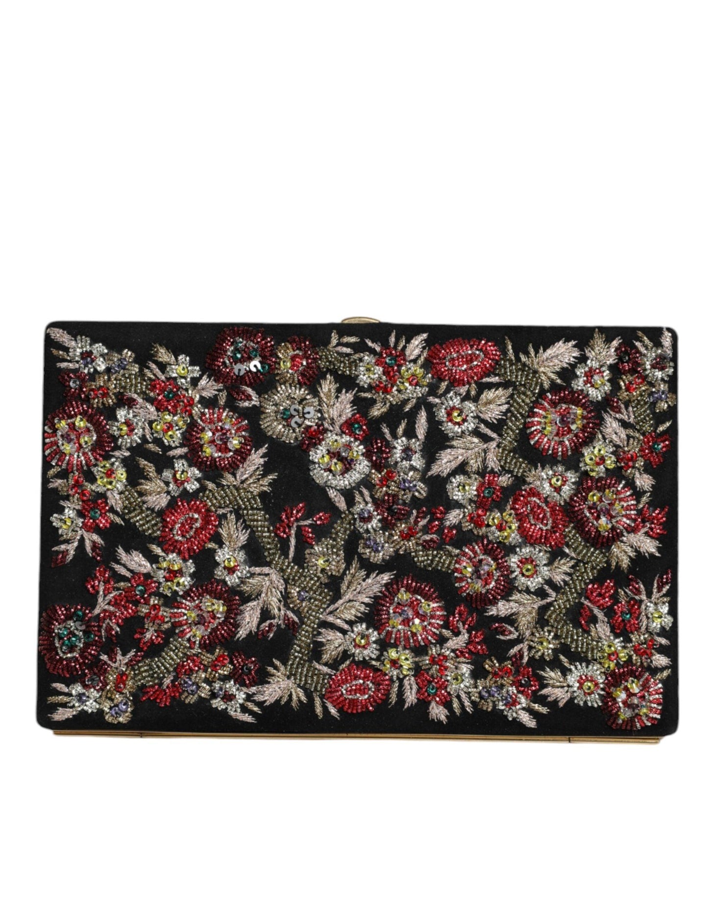 Dolce & Gabbana Multicolor Floral Gold Frame Clutch Evening Purse Bag - Arichezz.store