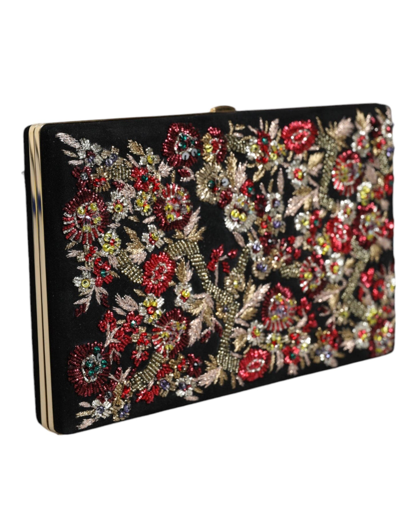 Dolce & Gabbana Multicolor Floral Gold Frame Clutch Evening Purse Bag - Arichezz.store