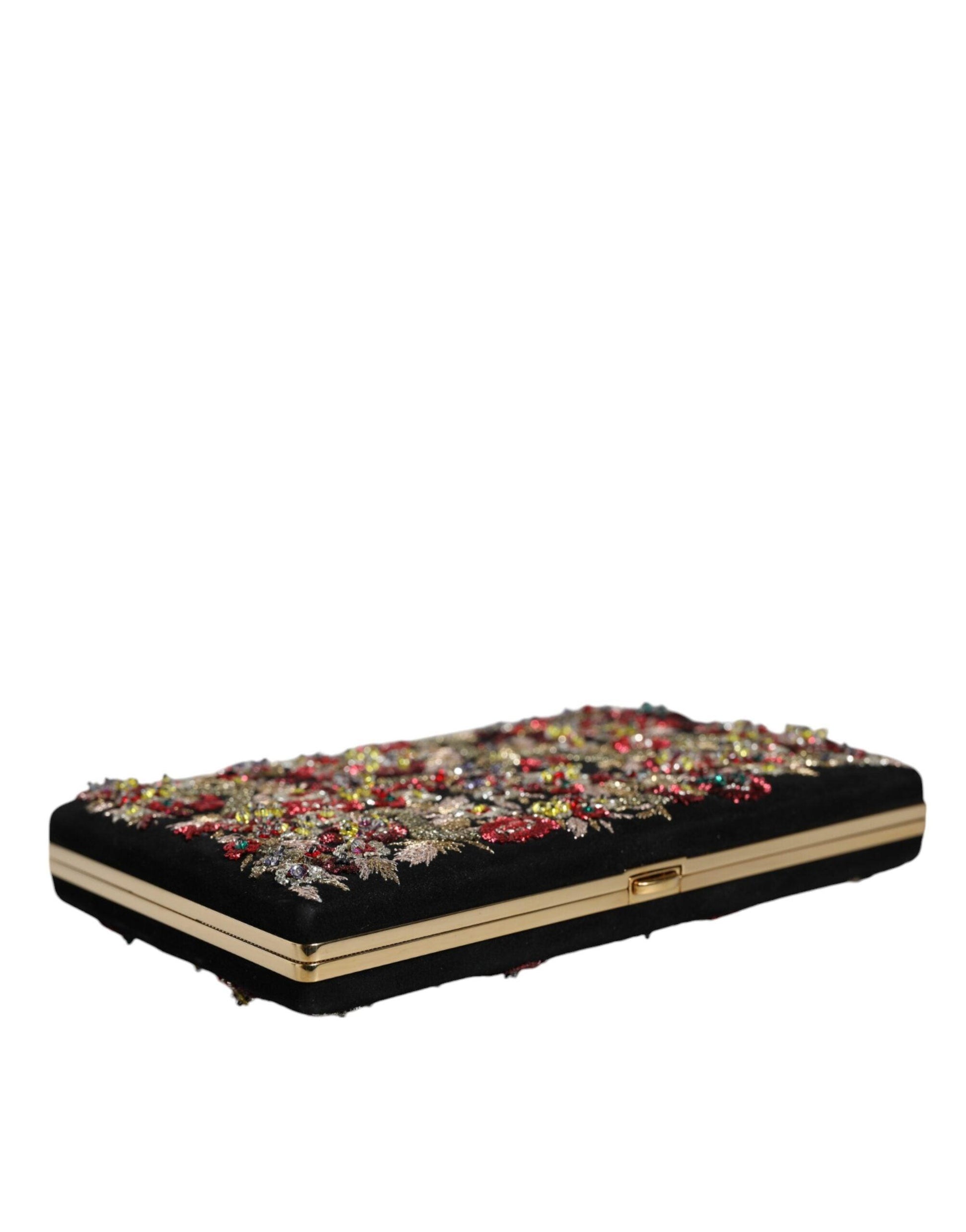 Dolce & Gabbana Multicolor Floral Gold Frame Clutch Evening Purse Bag - Arichezz.store