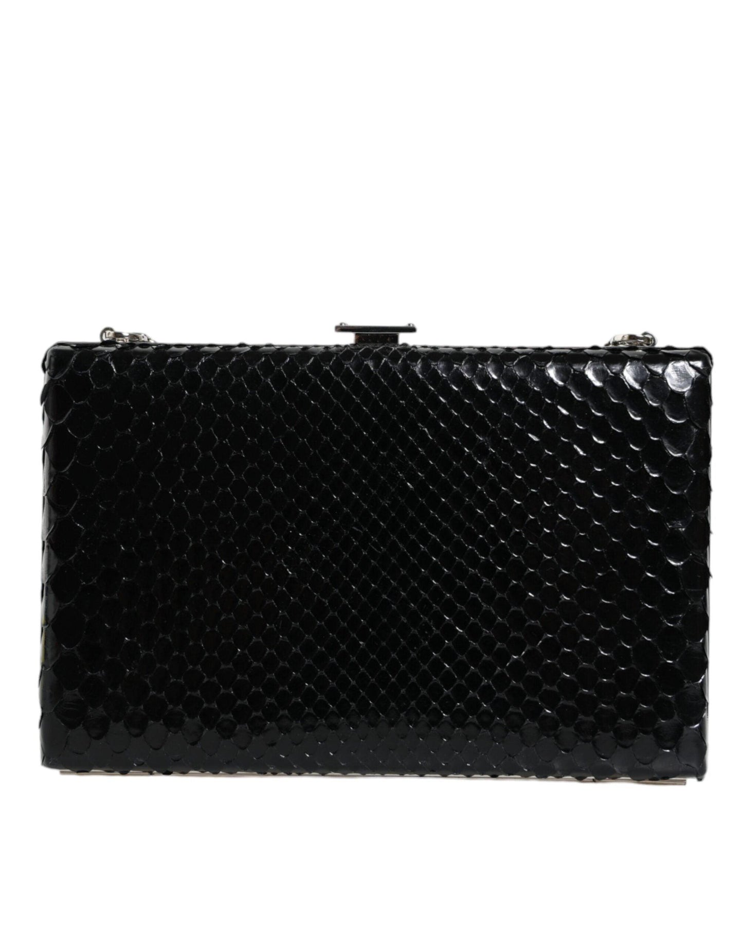 Dolce & Gabbana Black Leather Silver Frame Clutch Mini Crossbody Bag - Arichezz.store