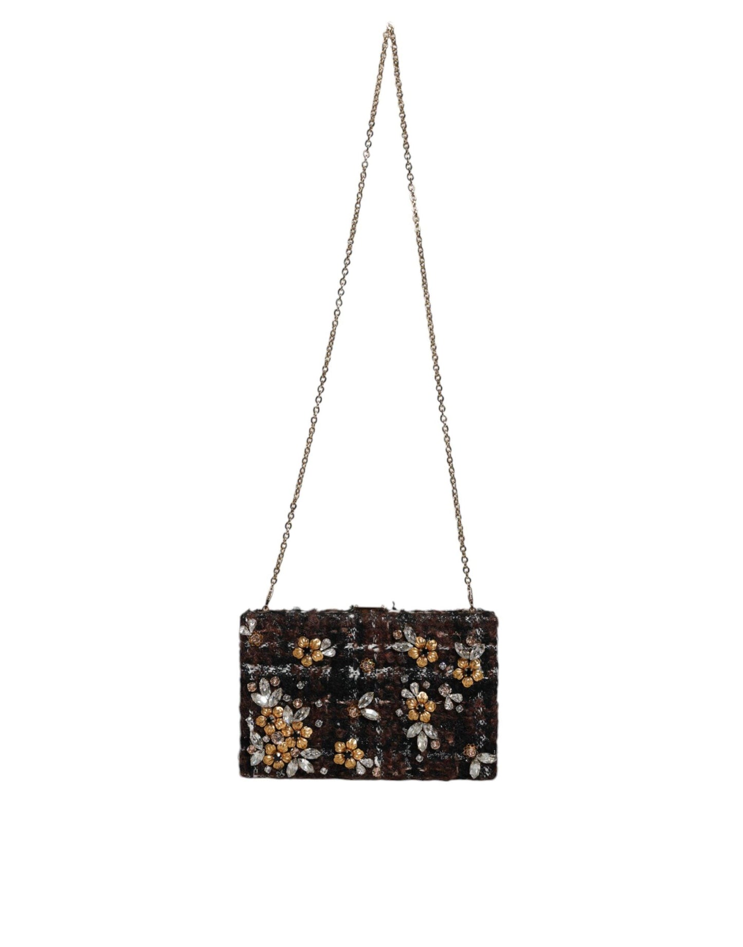 Dolce & Gabbana Multicolor Tweed Floral Clutch Evening Party Purse CrossBody Bag - Arichezz.store