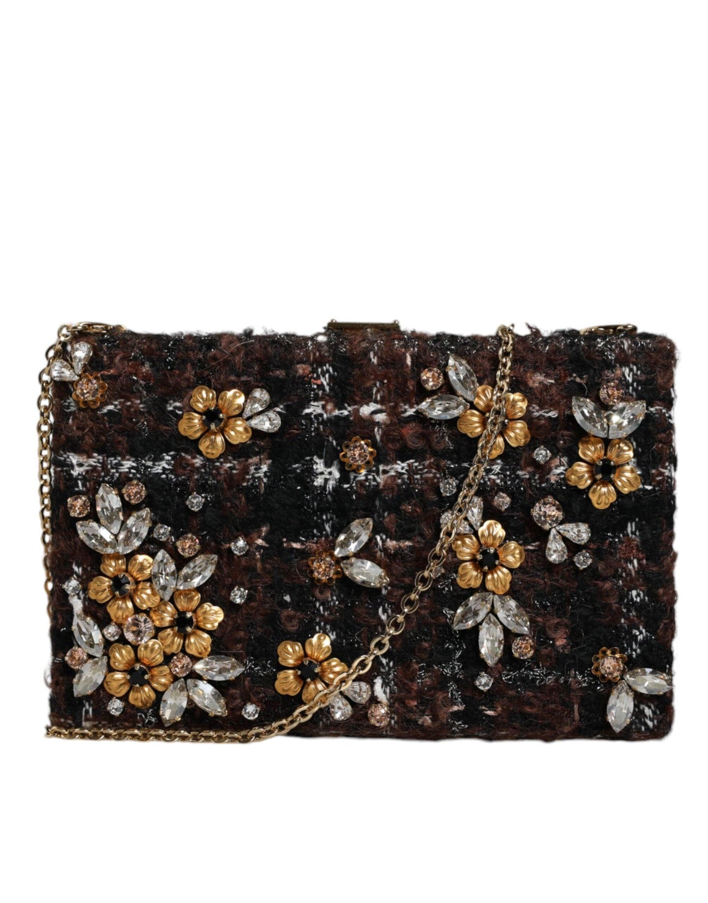 Dolce & Gabbana Multicolor Tweed Floral Clutch Evening Party Purse CrossBody Bag - Arichezz.store