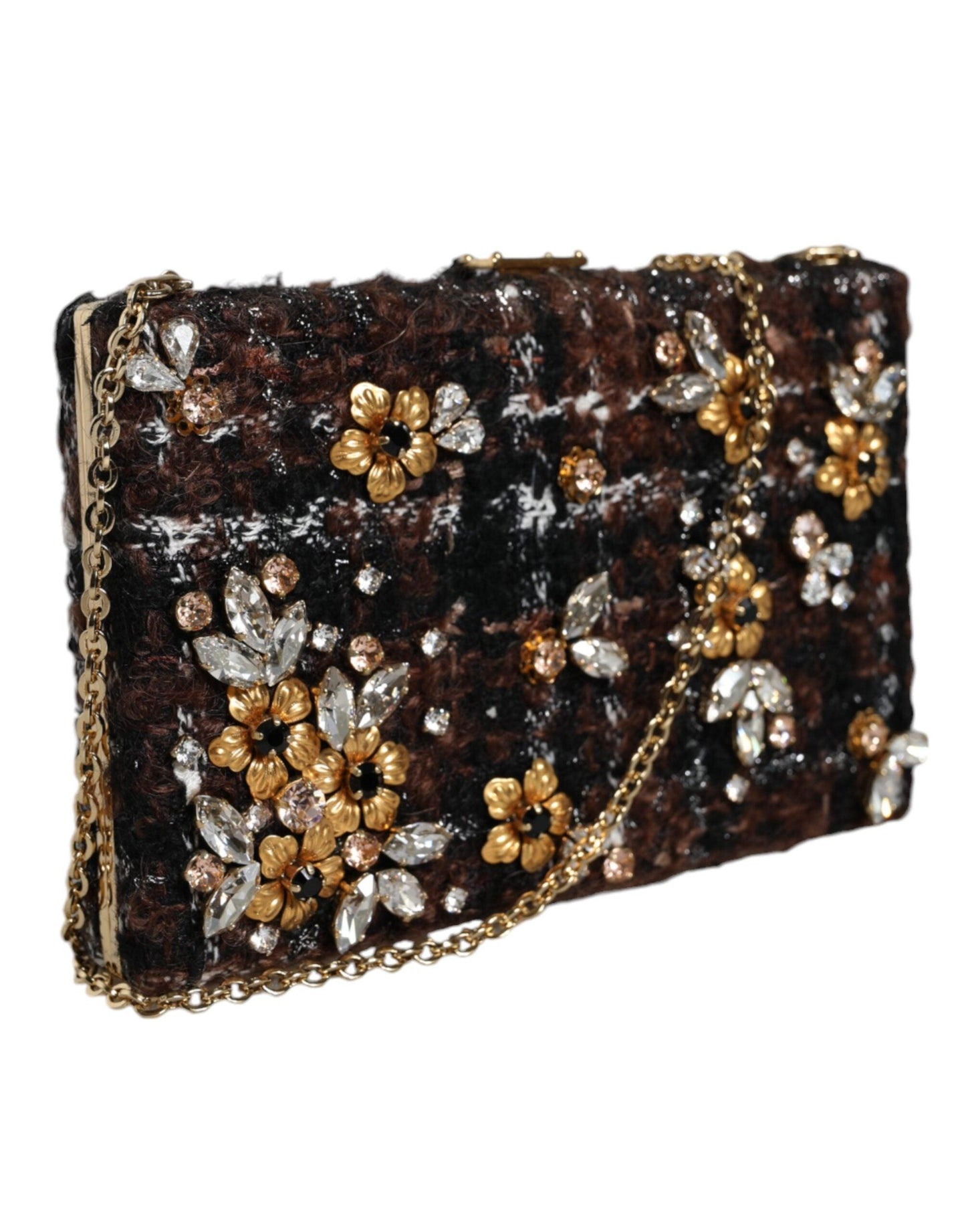 Dolce & Gabbana Multicolor Tweed Floral Clutch Evening Party Purse CrossBody Bag - Arichezz.store