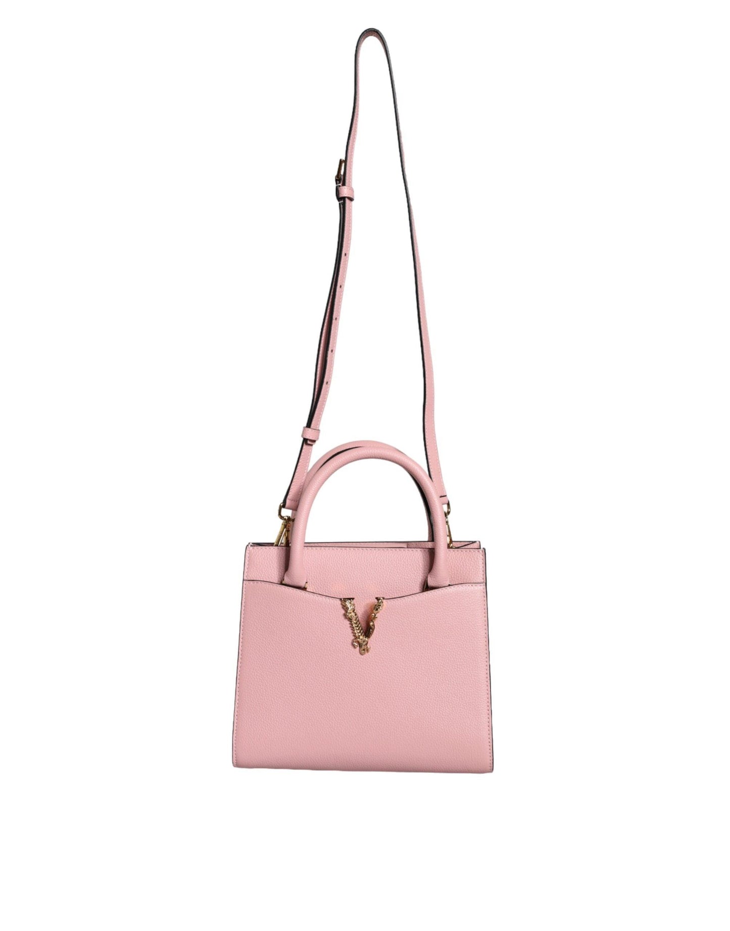 Versace Pink Small Top Handle Grainy Calf Leather Crossbody Bag - Arichezz.store