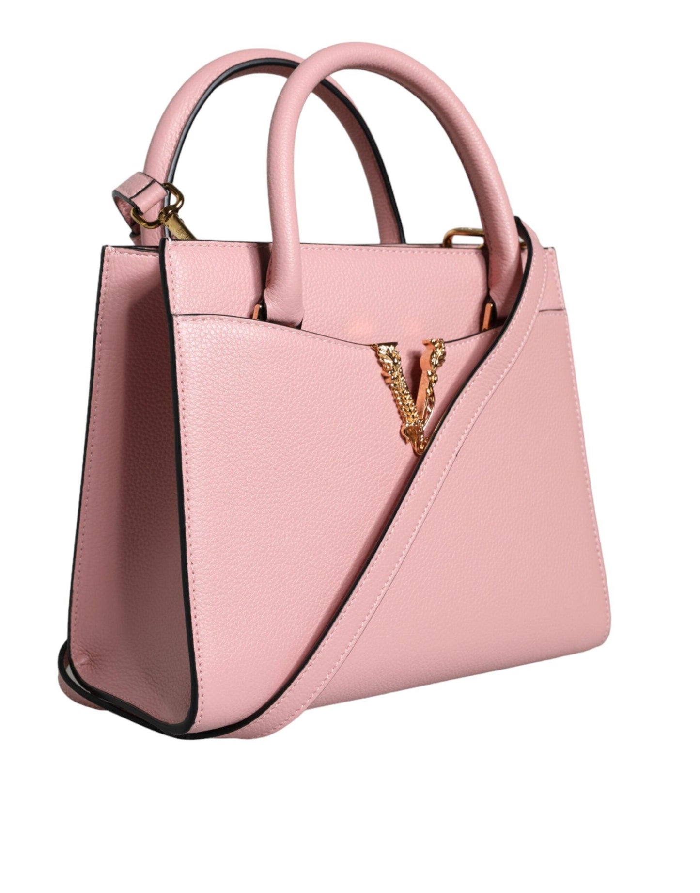 Versace Pink Small Top Handle Grainy Calf Leather Crossbody Bag - Arichezz.store