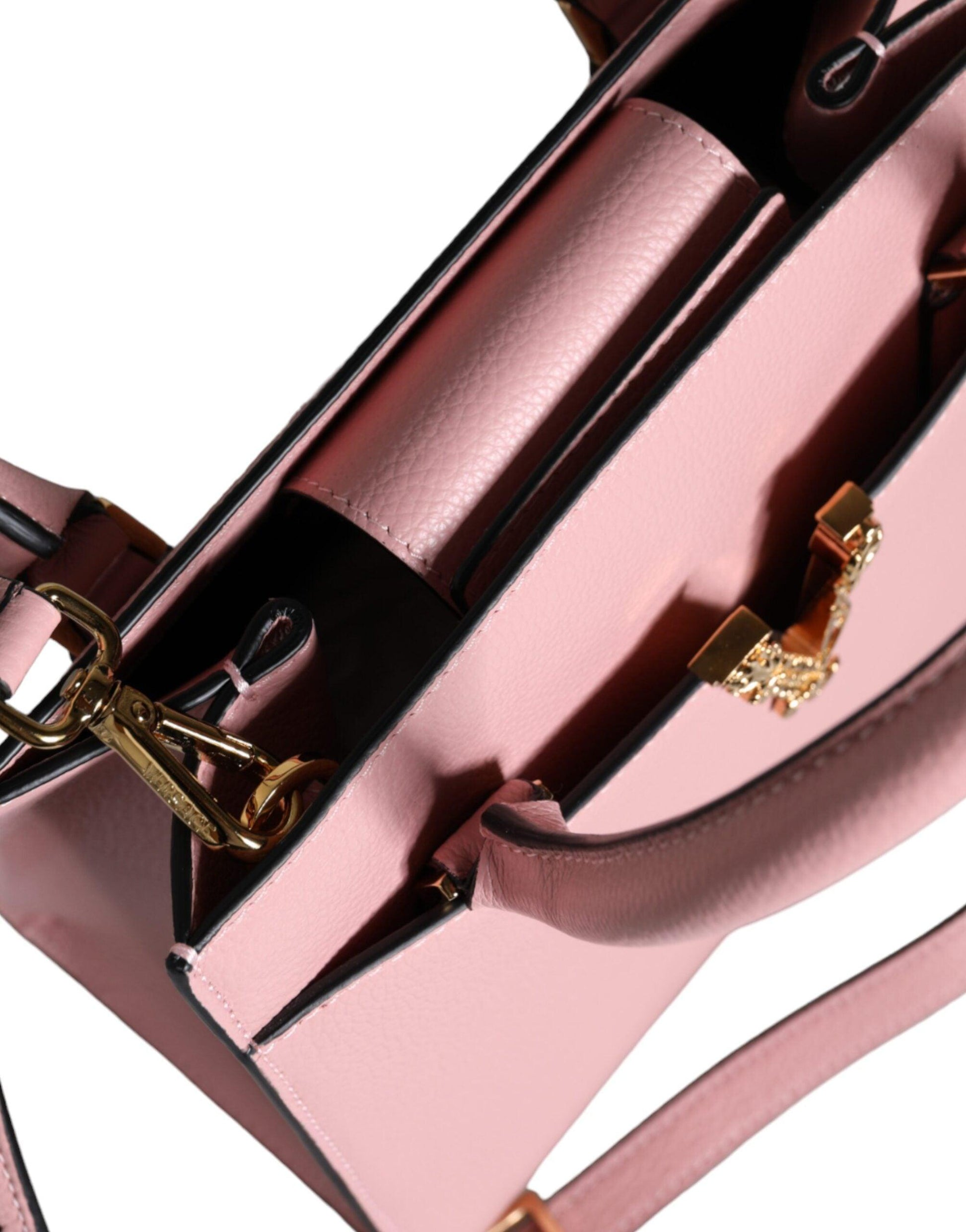 Versace Pink Small Top Handle Grainy Calf Leather Crossbody Bag - Arichezz.store