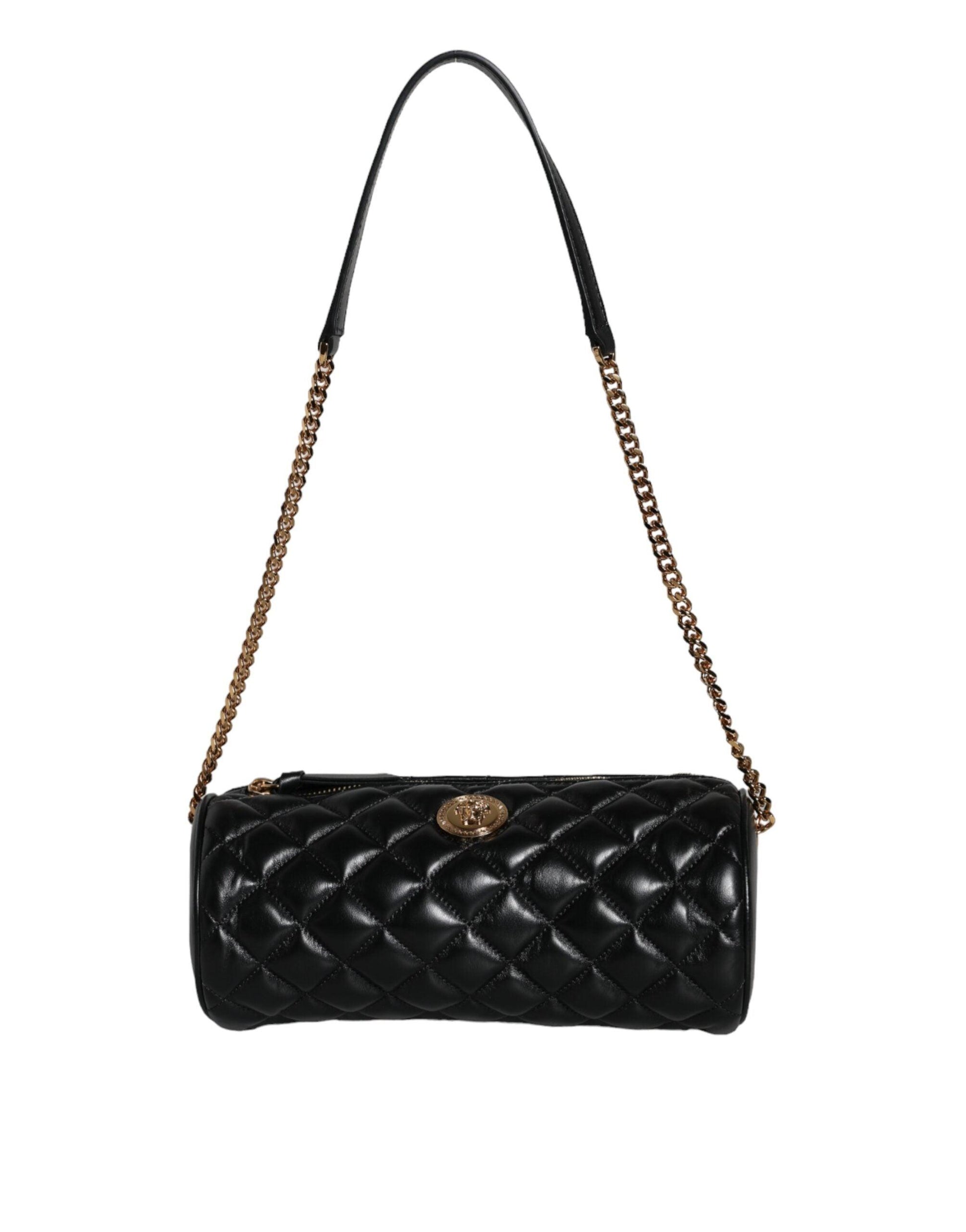 Versace Black Mini Quilted Lambskin Leather Crossbody Sling Bag - Arichezz.store