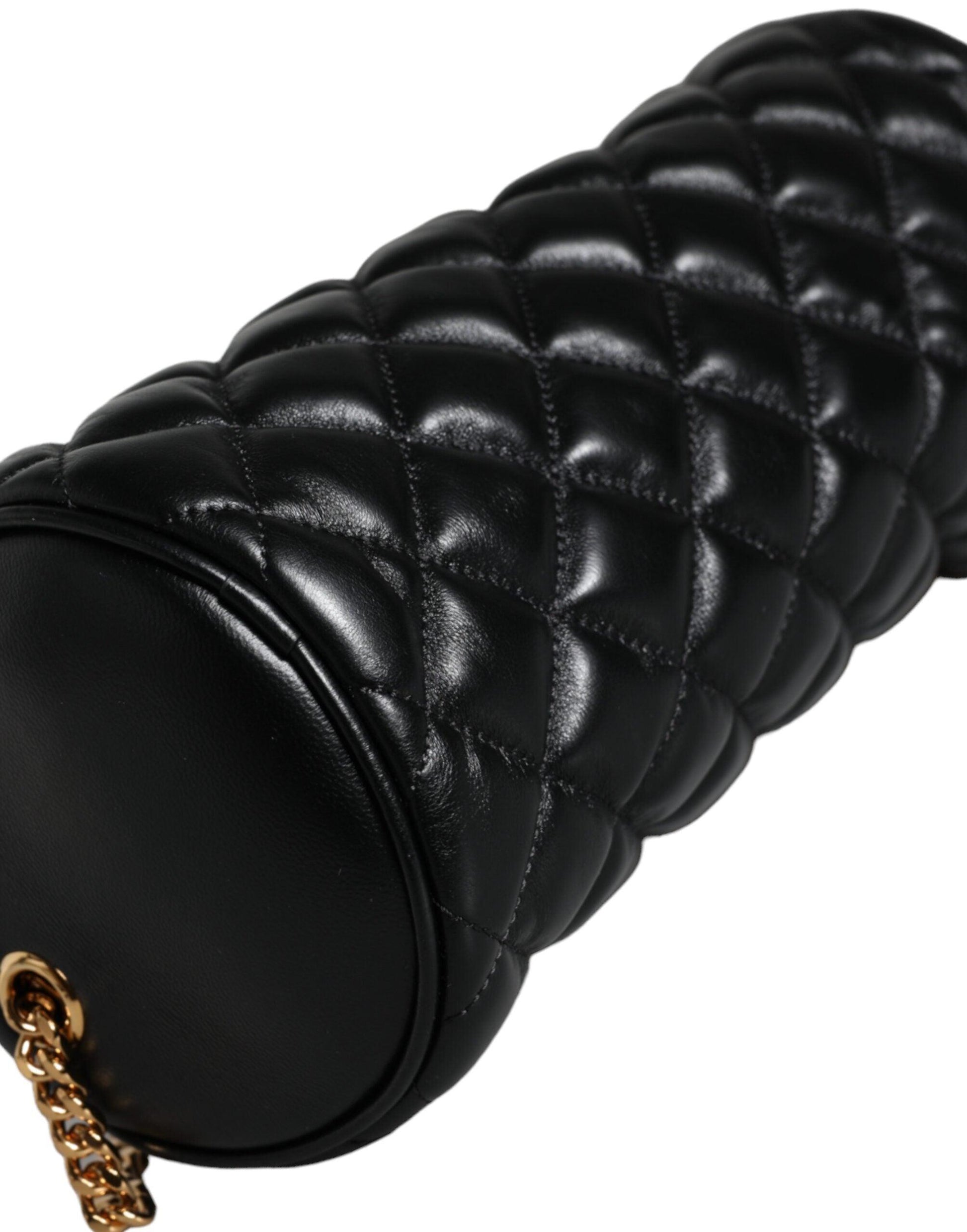 Versace Black Mini Quilted Lambskin Leather Crossbody Sling Bag - Arichezz.store