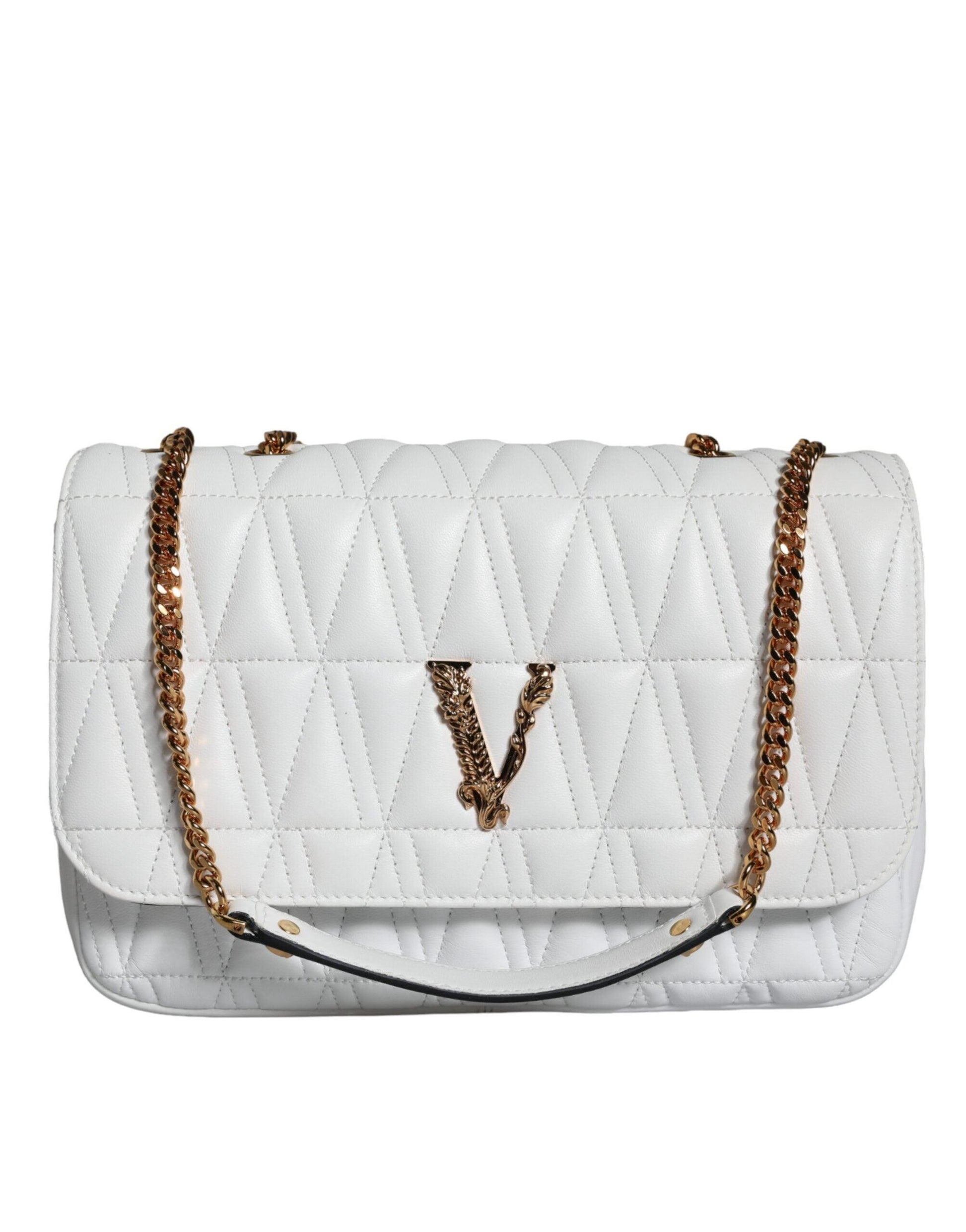 Versace White Mini Nappa Leather Crossbody Shoulder Bag - Arichezz.store