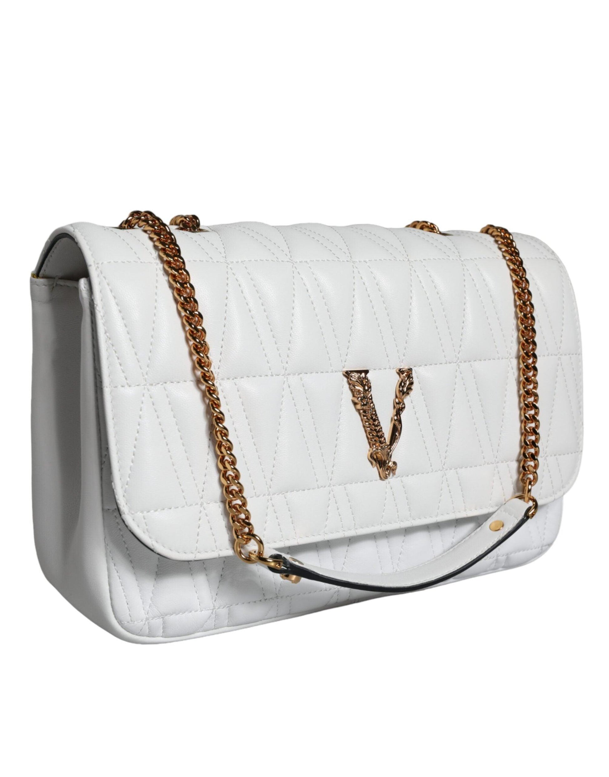 Versace White Mini Nappa Leather Crossbody Shoulder Bag - Arichezz.store