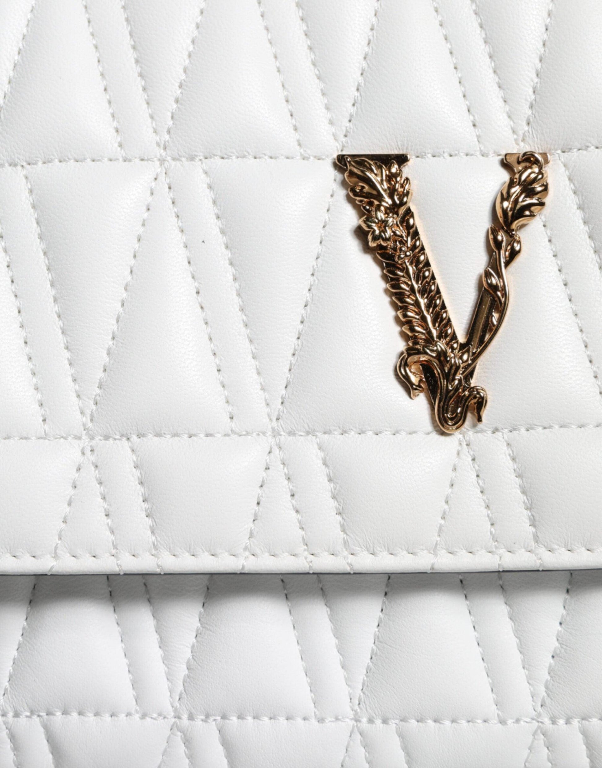 Versace White Mini Nappa Leather Crossbody Shoulder Bag - Arichezz.store