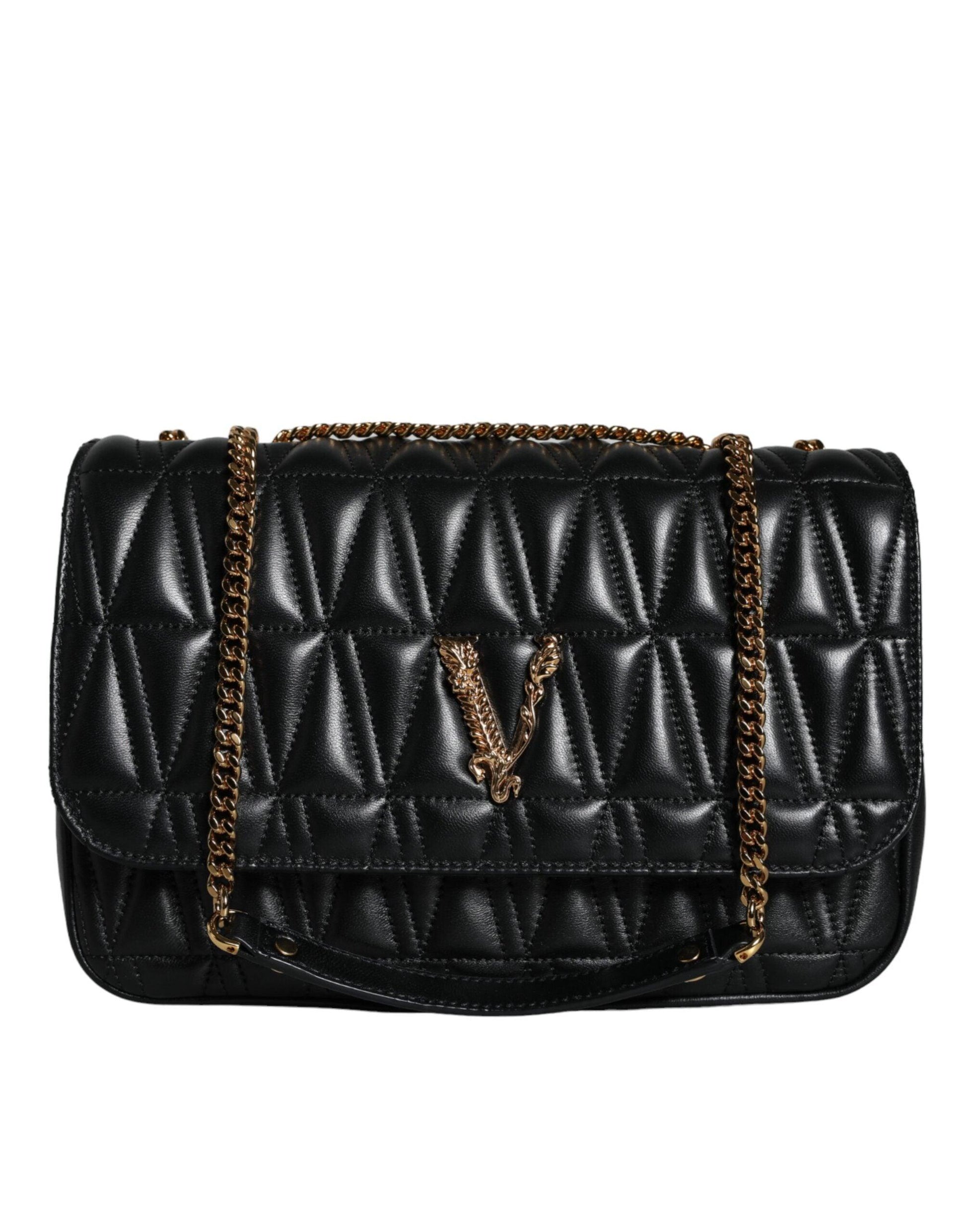 Versace Black Mini Nappa Leather Crossbody Shoulder Bag - Arichezz.store